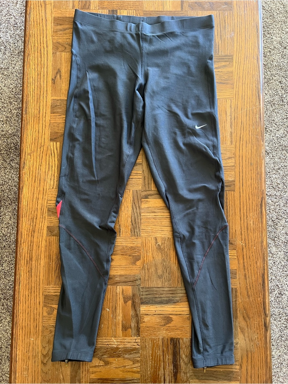Nike Dri-Fit Dark Grey Leggings with Pink Accent